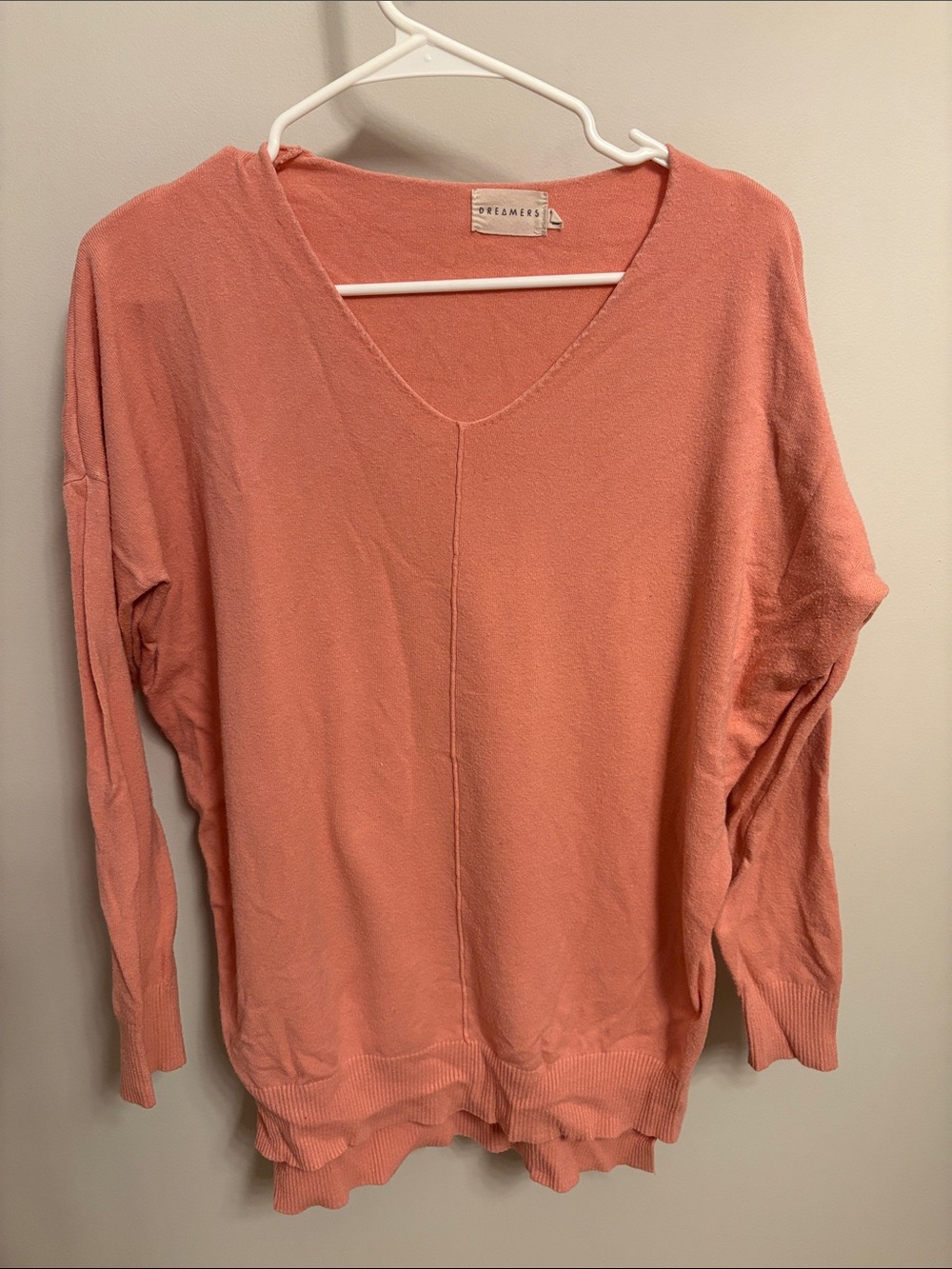 Dreamers Coral V-Neck Lightweight Sweater